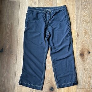 Eddie Bauer Navy Blue Nylon Crop Cargo Hiking Pants Women's Sz 8 Contrast Stitch